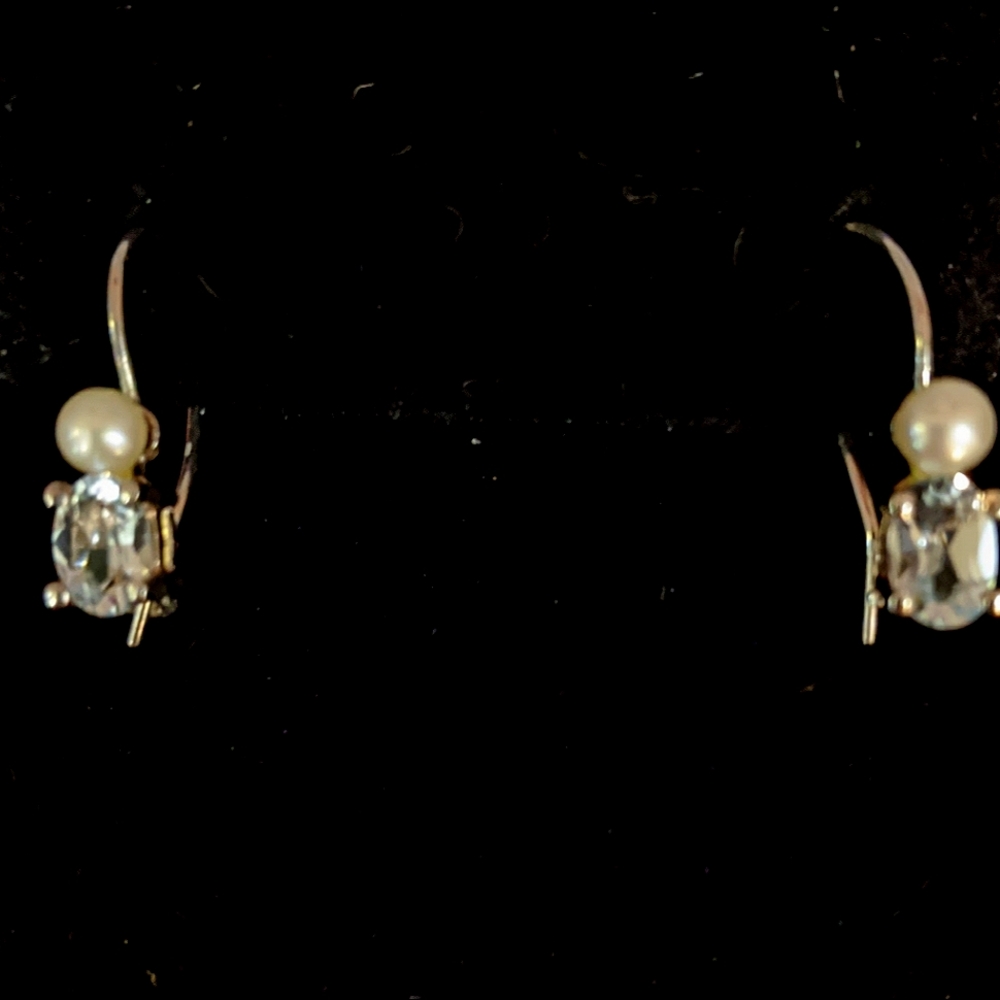 Sterling Silver Pearl Gemstone Earrings - Picture 3 of 5